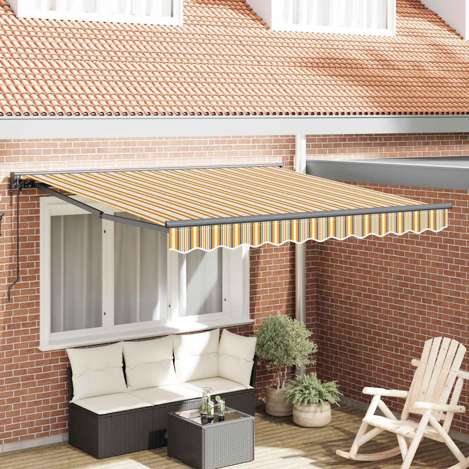 vidaXL Rama markizy Żółty i Szary 350 x 250 cm Poliester z powłoką PU