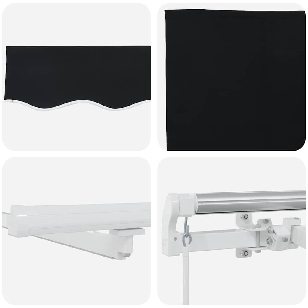 vidaXL Markiza wysuwana Czarny 350 x 250 cm Tkanina i aluminium