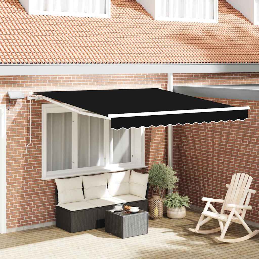 vidaXL Markiza wysuwana Czarny 350 x 250 cm Tkanina i aluminium