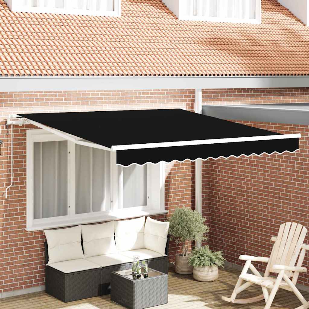 vidaXL Markiza wysuwana Czarny 350 x 250 cm Tkanina i aluminium