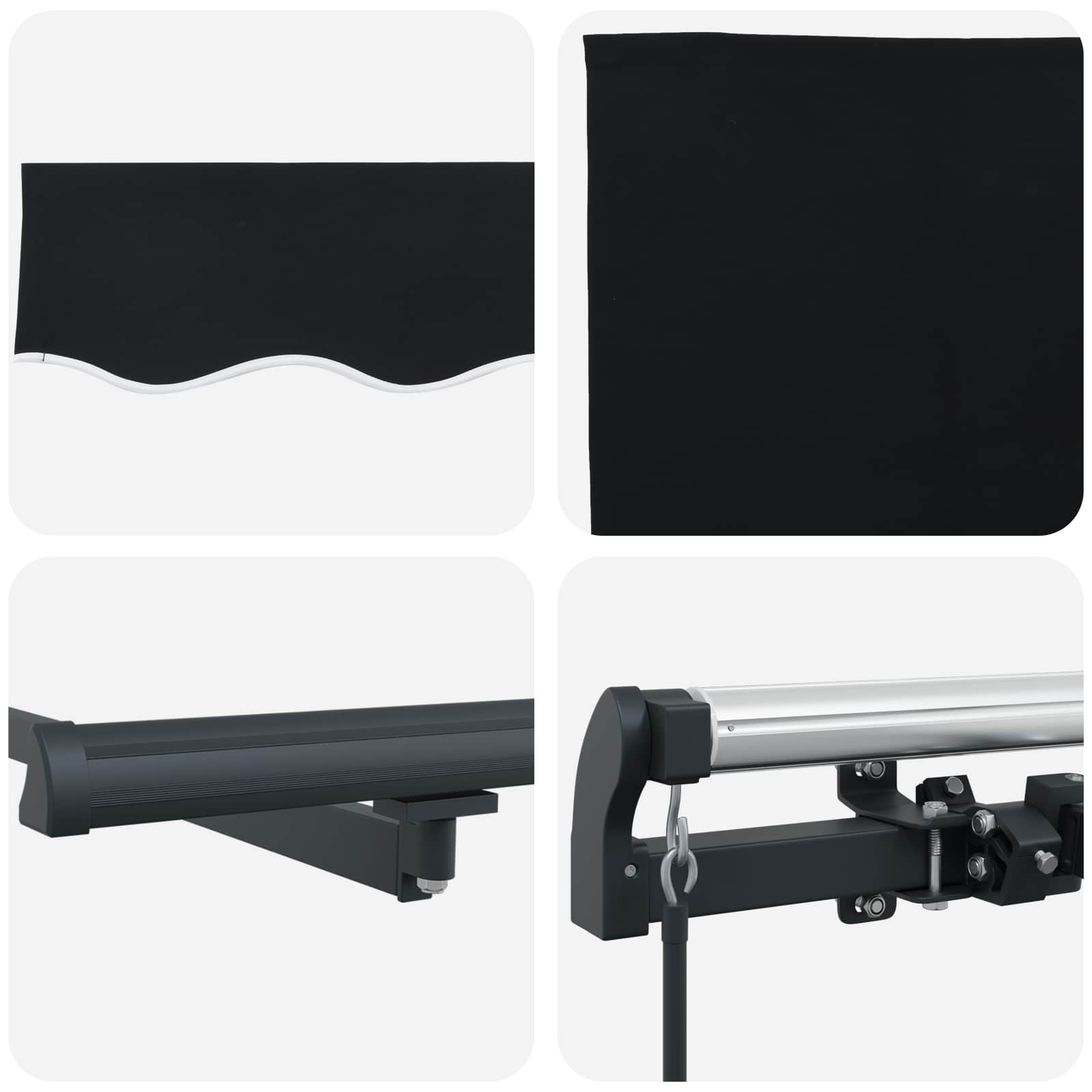 vidaXL Markiza wysuwana Czarny 350 x 250 cm Poliester i aluminium