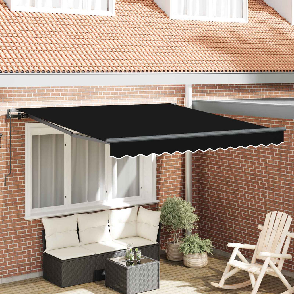 vidaXL Markiza wysuwana Czarny 350 x 250 cm Poliester i aluminium