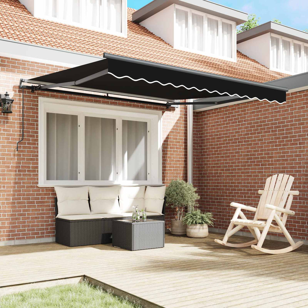 vidaXL Markiza wysuwana Czarny 350 x 250 cm Poliester i aluminium