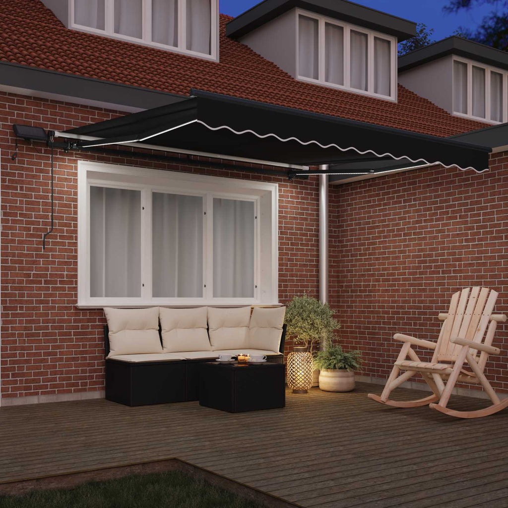 vidaXL Markiza wysuwana Czarny 350 x 250 cm Tkanina i aluminium