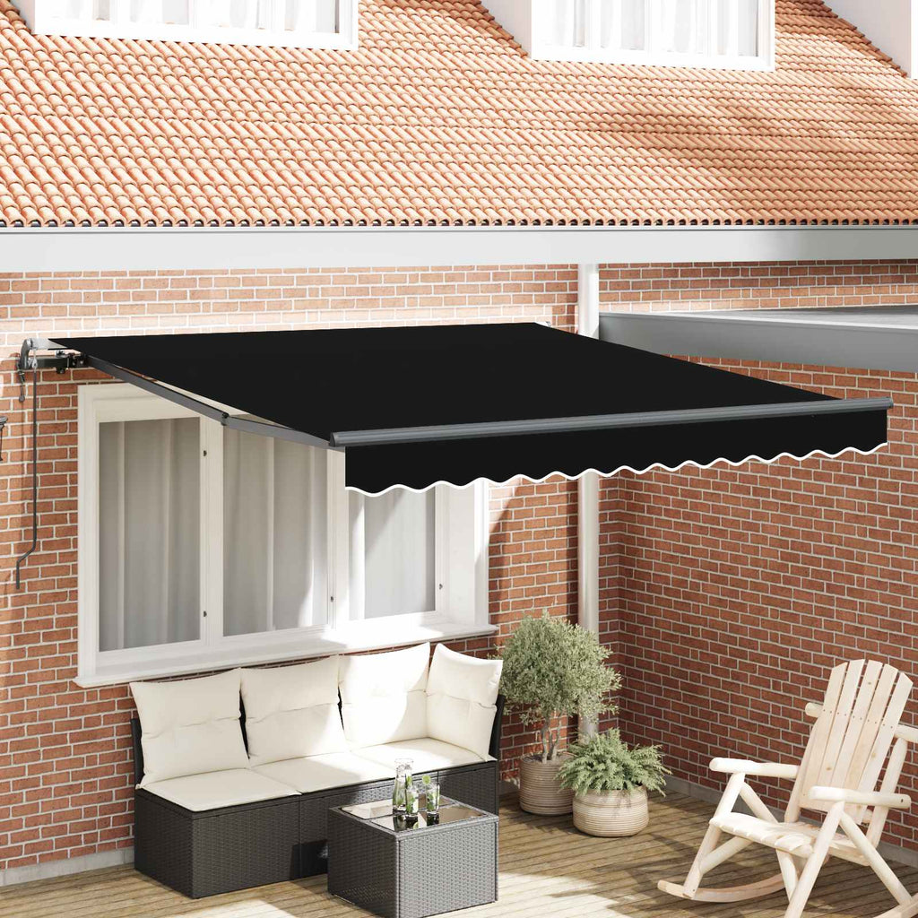 vidaXL Markiza wysuwana Czarny 350 x 250 cm Tkanina i aluminium