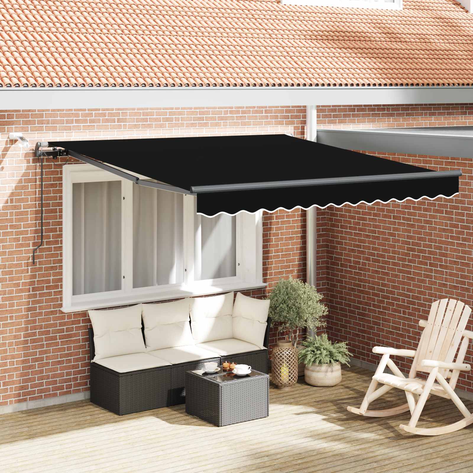 vidaXL Tkanina Zadaszenia Czarny 350 x 250 cm Poliester