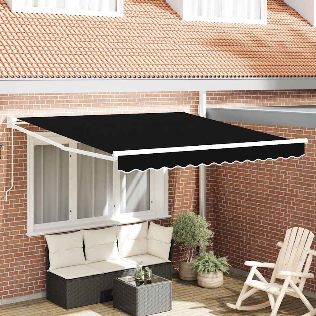 vidaXL Markiza wysuwana Czarny 350 x 250 cm Poliester i aluminium