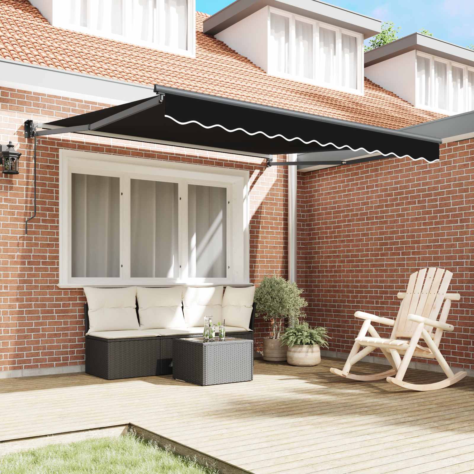 vidaXL Markiza Czarny 350 x 250 cm Poliester i Metal