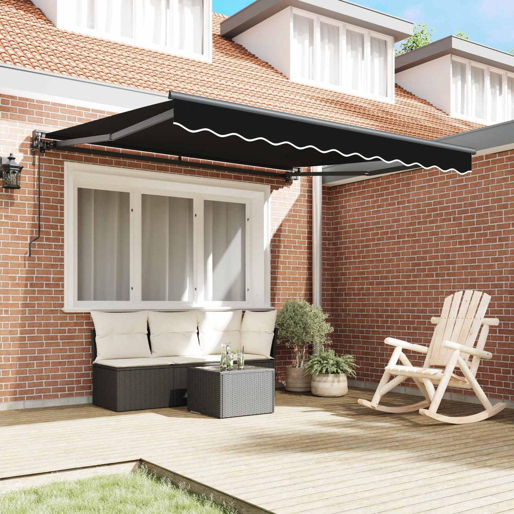 vidaXL Rama markizy Czarny 350 x 250 cm Poliester z powłoką PU