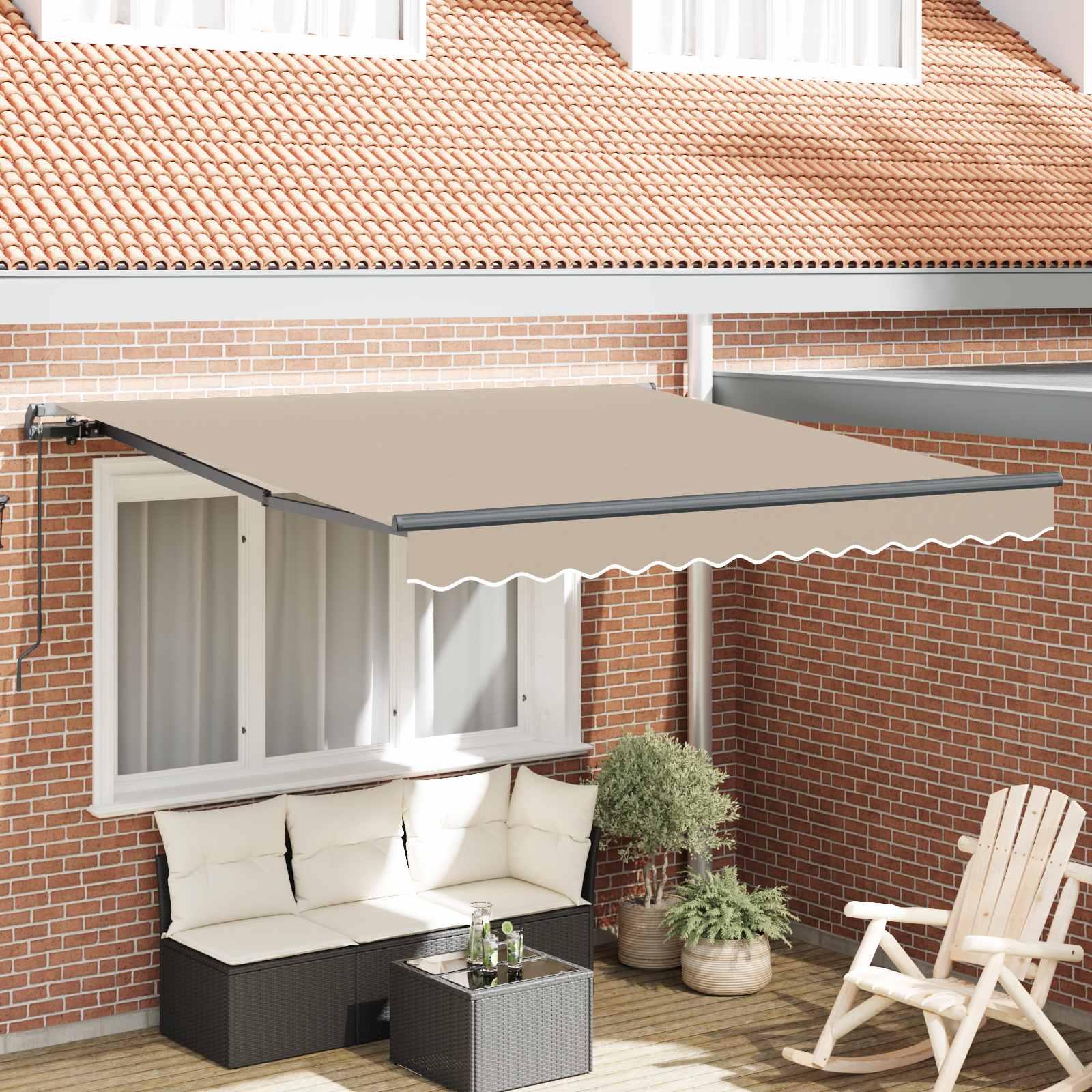 vidaXL Markiza wysuwana Beżowy 350 x 250 cm Poliester i aluminium