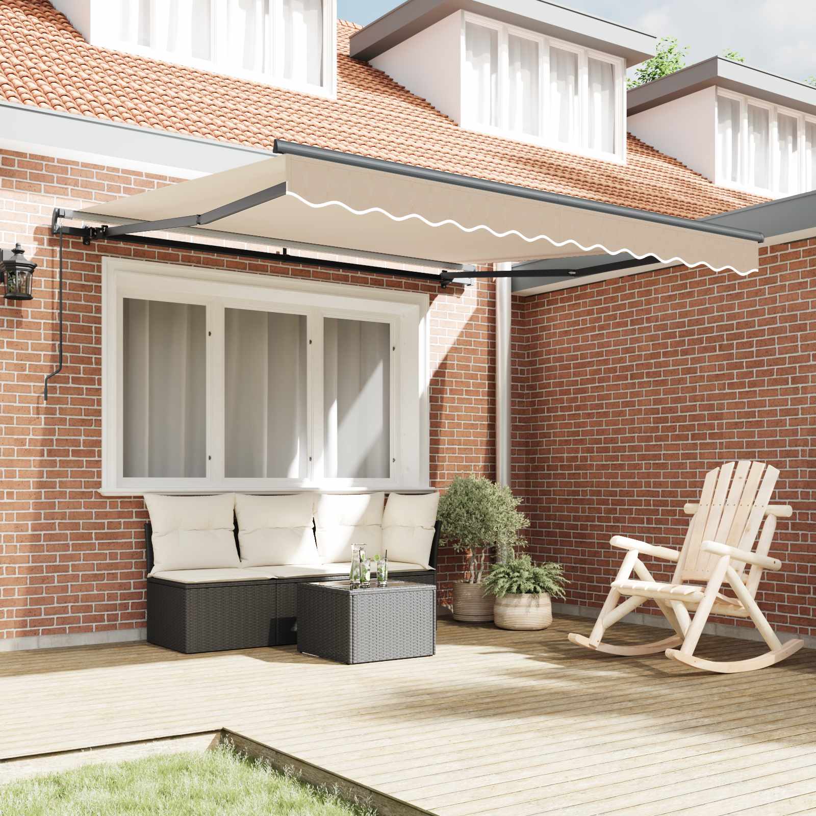 vidaXL Markiza wysuwana Beżowy 350 x 250 cm Poliester i aluminium