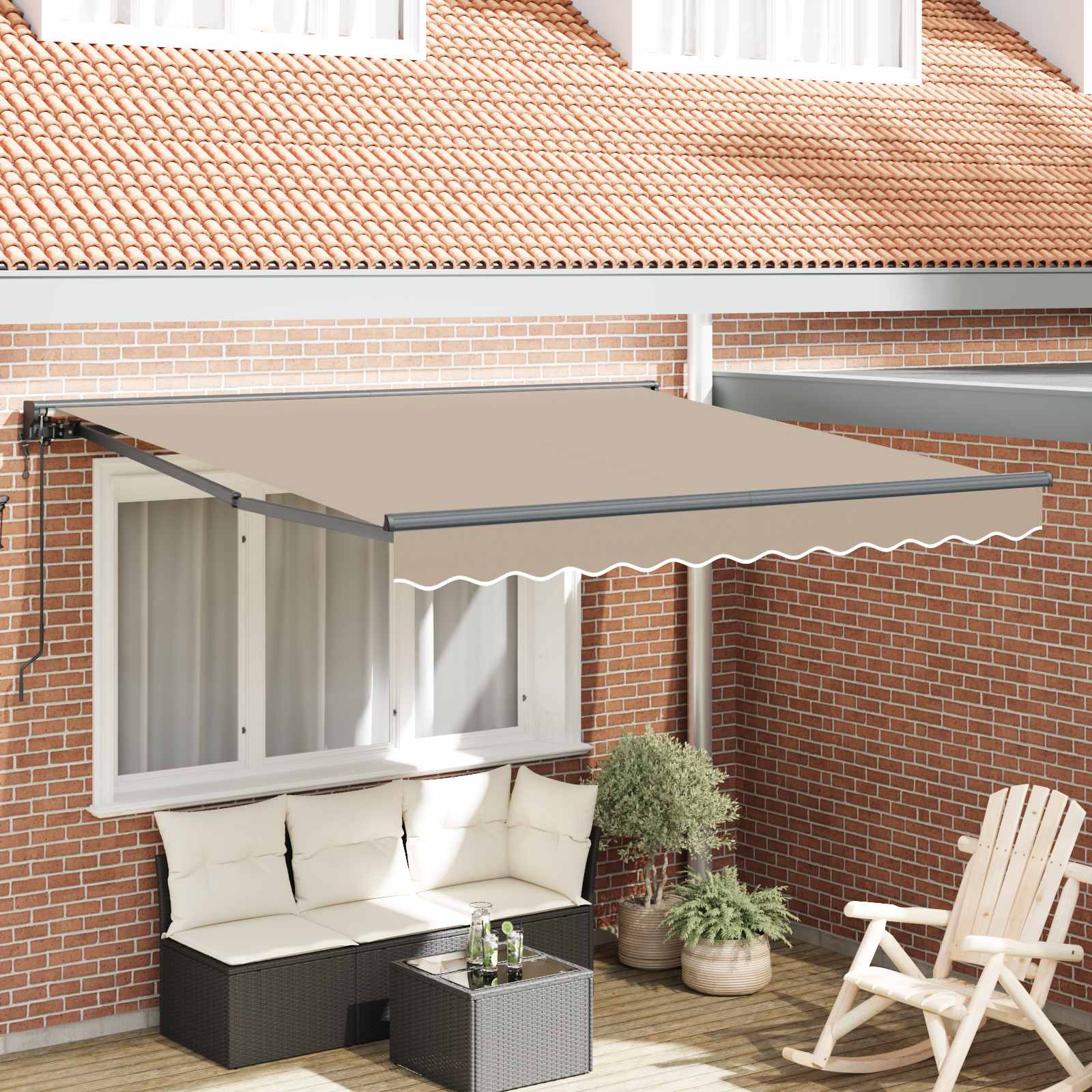 vidaXL Rama markizy Beżowy 350 x 250 cm Poliester z powłoką PU