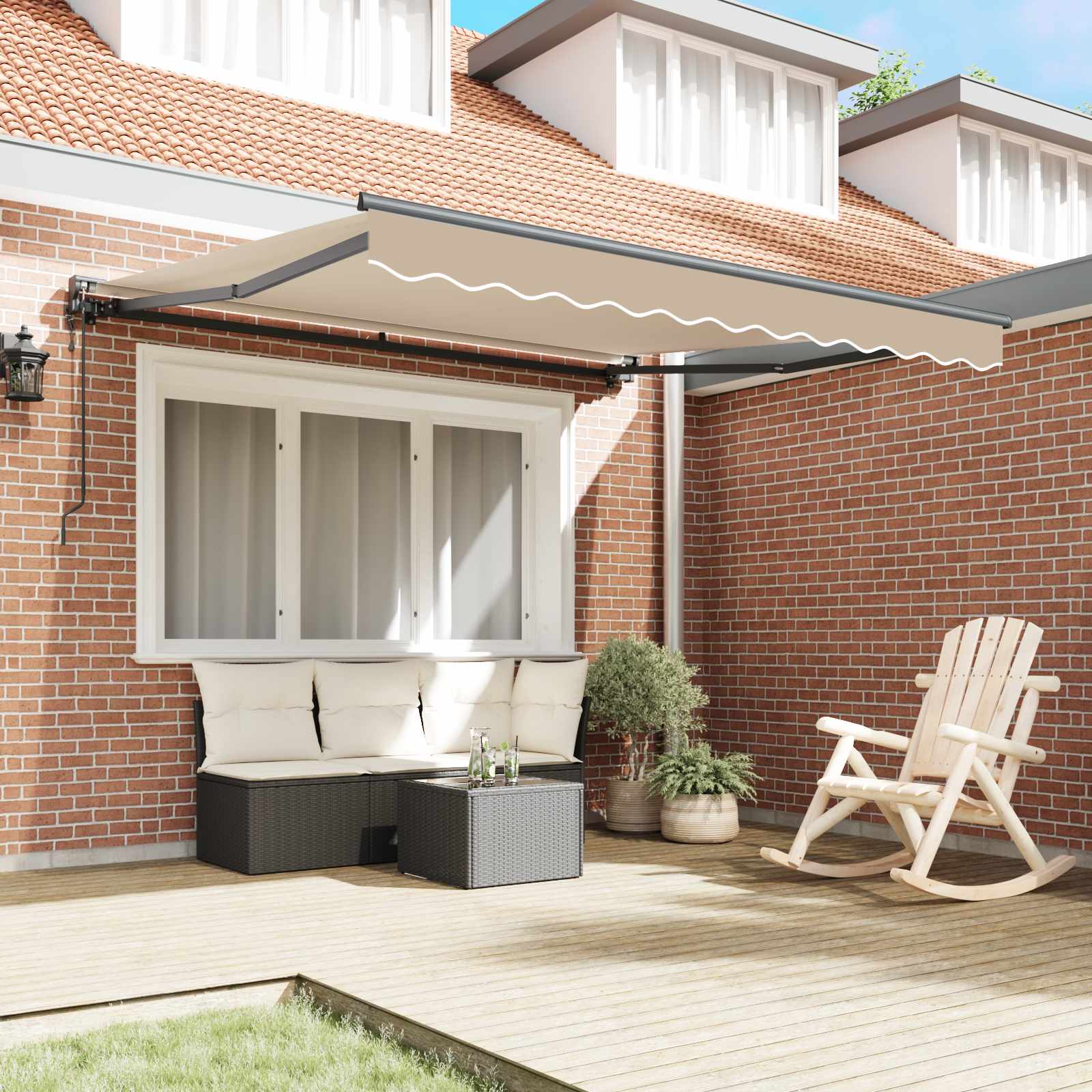 vidaXL Rama markizy Beżowy 350 x 250 cm Poliester z powłoką PU