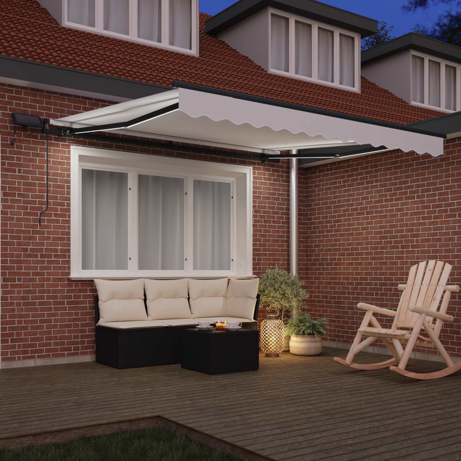vidaXL Markiza wysuwana Biały 350 x 250 cm Tkanina i aluminium