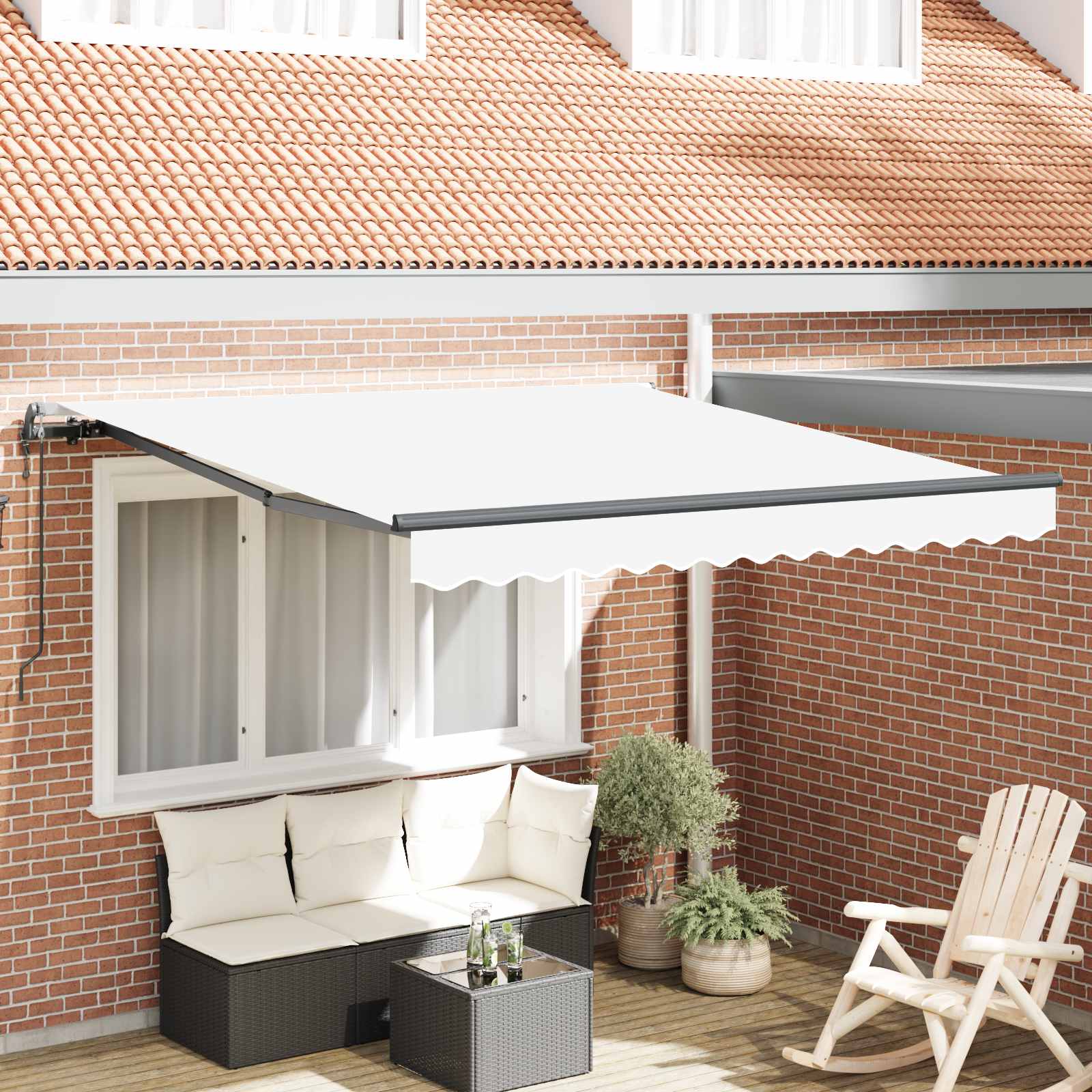 vidaXL Markiza wysuwana Biały 350 x 250 cm Tkanina i aluminium