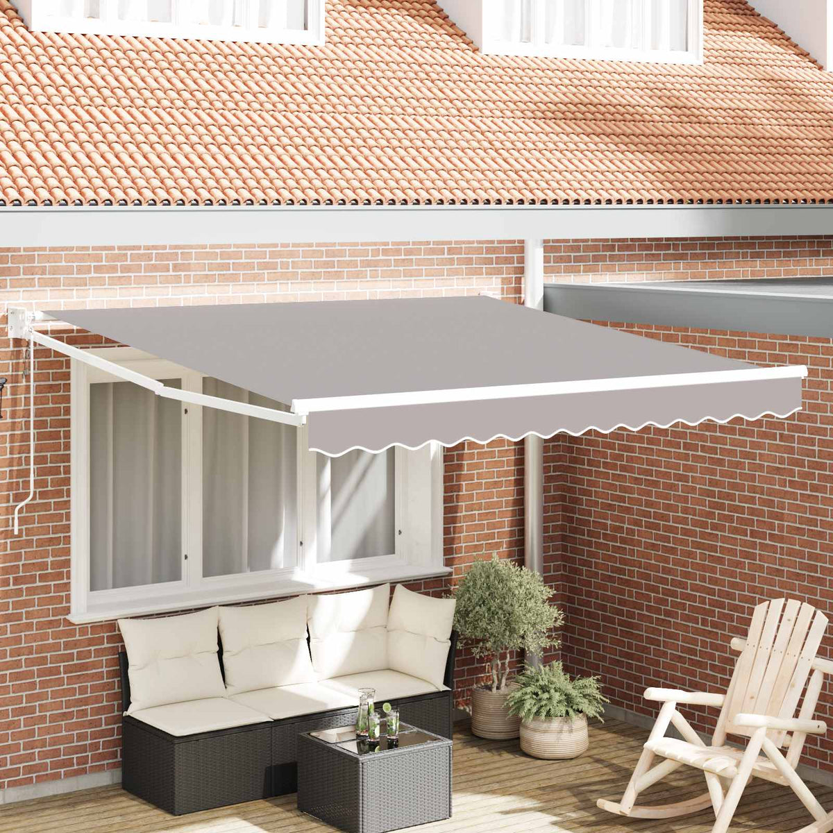vidaXL Markiza wysuwana jasnoszary 350 x 250 cm Poliester i Metal