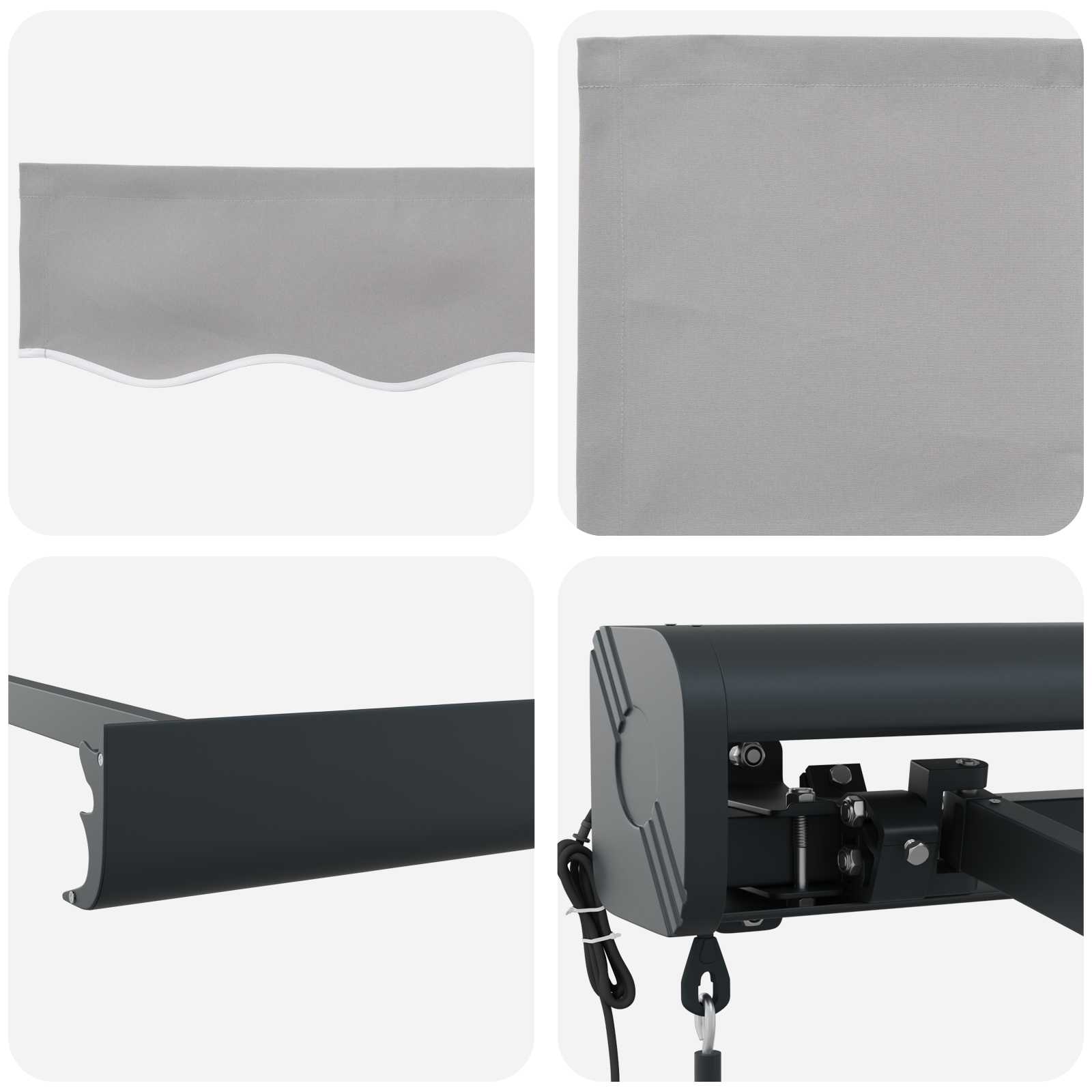 vidaXL Markiza wysuwana jasnoszary 350 x 250 x 165 cm Tkanina i Metal