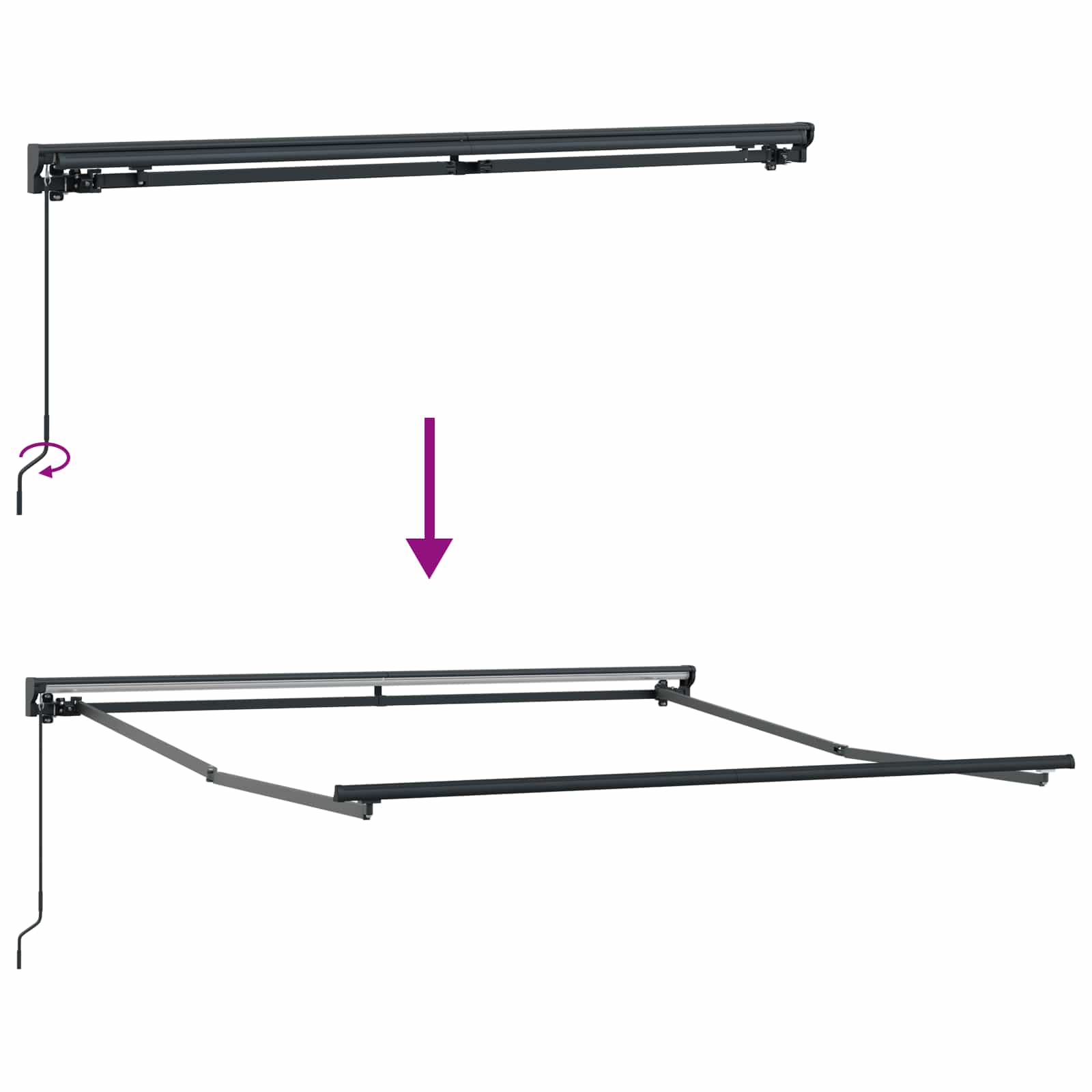 vidaXL Rama markizy jasnoszary 350 x 250 cm Poliester z powłoką PU