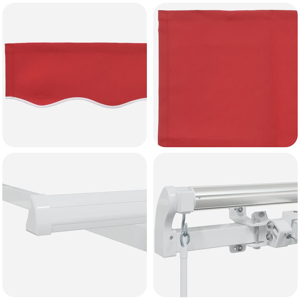 vidaXL Markiza wysuwana czerwony 350 x 250 cm Poliester i aluminium