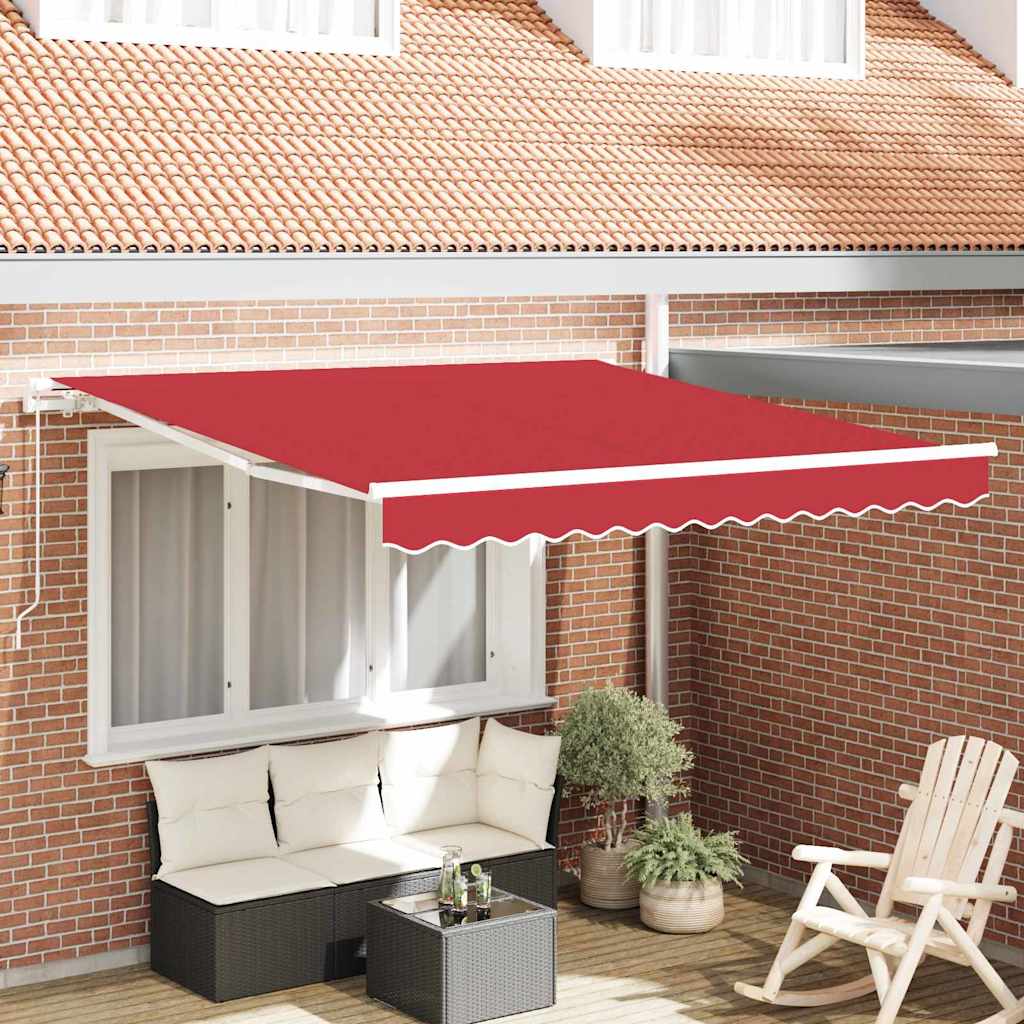 vidaXL Markiza wysuwana czerwony 350 x 250 cm Poliester i aluminium
