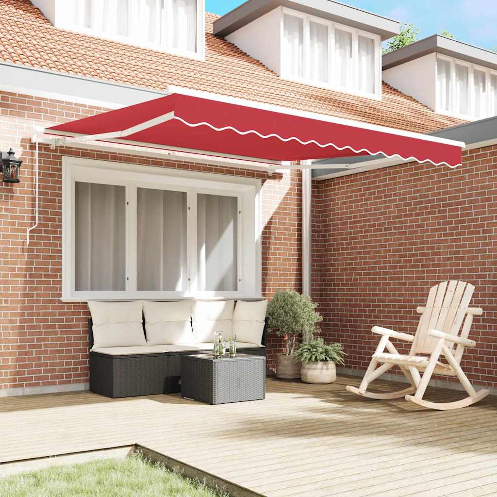 vidaXL Markiza wysuwana czerwony 350 x 250 cm Poliester i aluminium