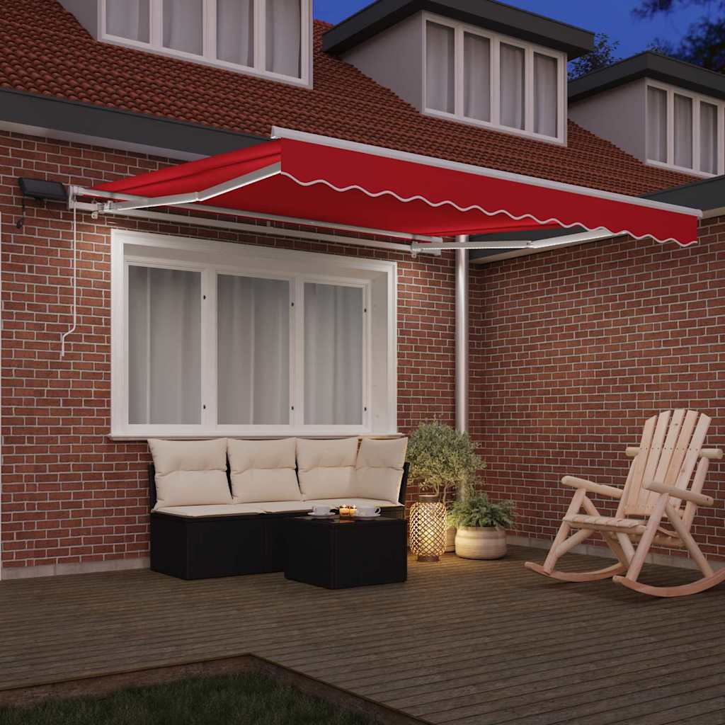 vidaXL Markiza wysuwana czerwony 350 x 250 cm Tkanina i aluminium