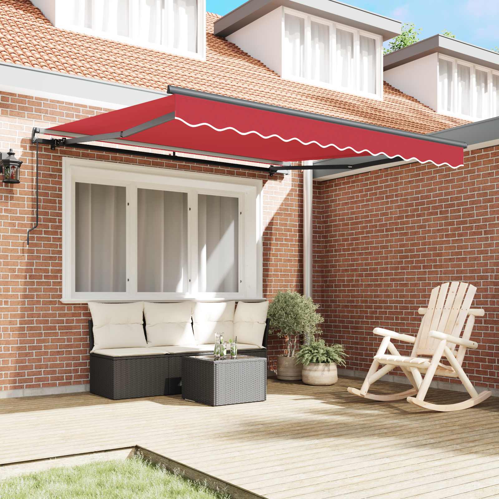 vidaXL Markiza wysuwana czerwony 350 x 250 cm Poliester i aluminium