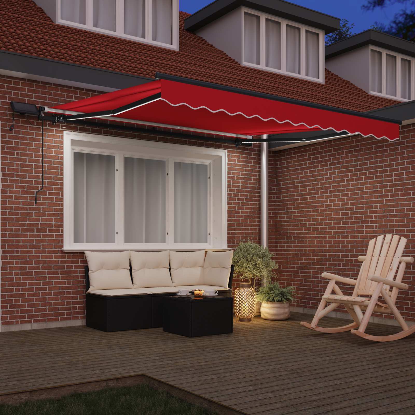 vidaXL Markiza wysuwana czerwony 350 x 250 cm Tkanina i aluminium