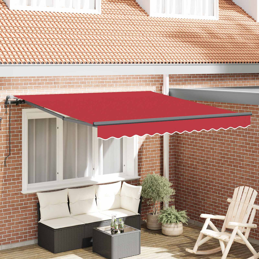vidaXL Markiza wysuwana czerwony 350 x 250 cm Tkanina i aluminium
