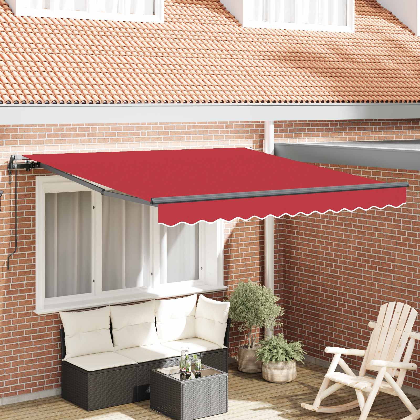 vidaXL Markiza wysuwana czerwony 350 x 250 cm Tkanina i aluminium
