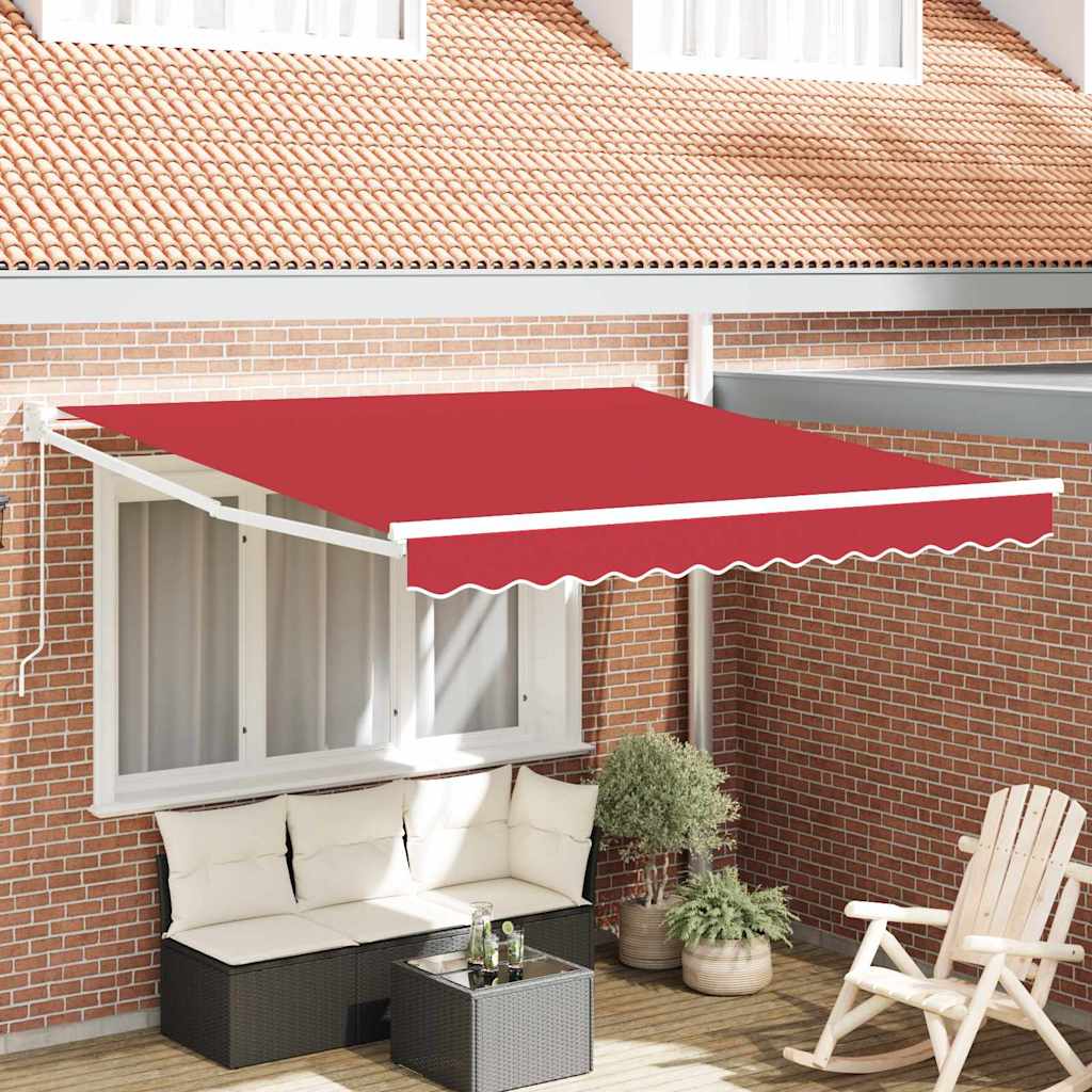 vidaXL Markiza wysuwana czerwony 350 x 250 cm Poliester i aluminium