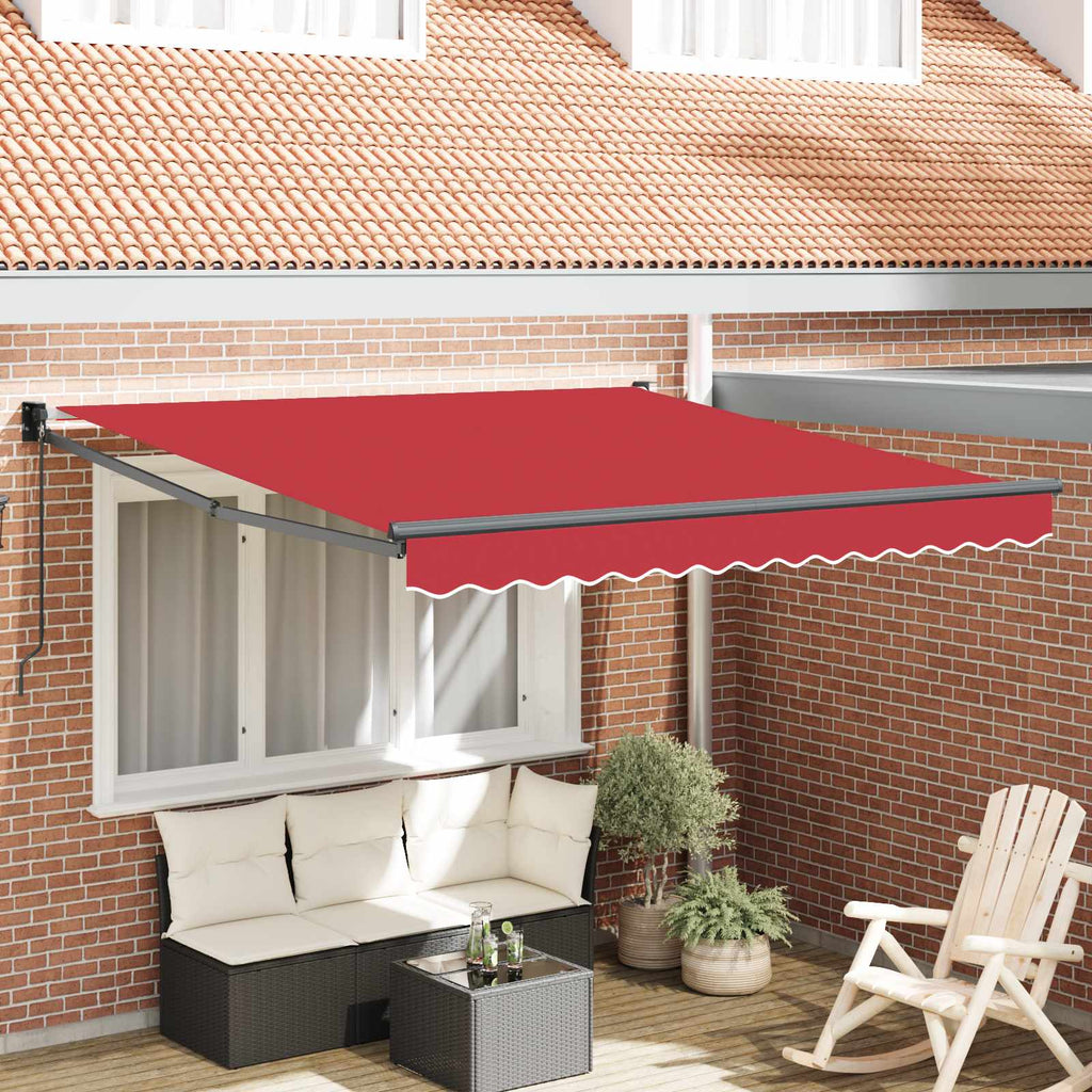 vidaXL Markiza wysuwana czerwony 350 x 250 cm Poliester i aluminium