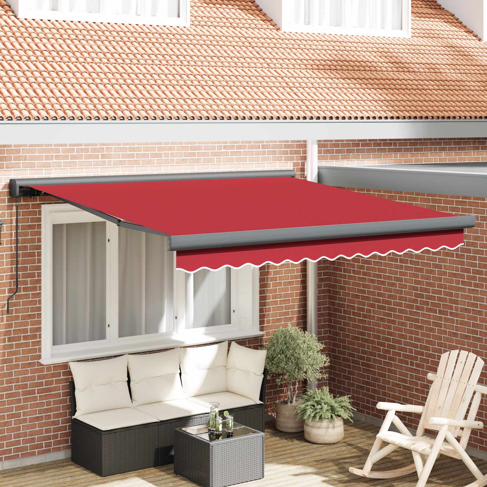 vidaXL Markiza wysuwana czerwony 350 x 250 cm Canvas i Aluminium