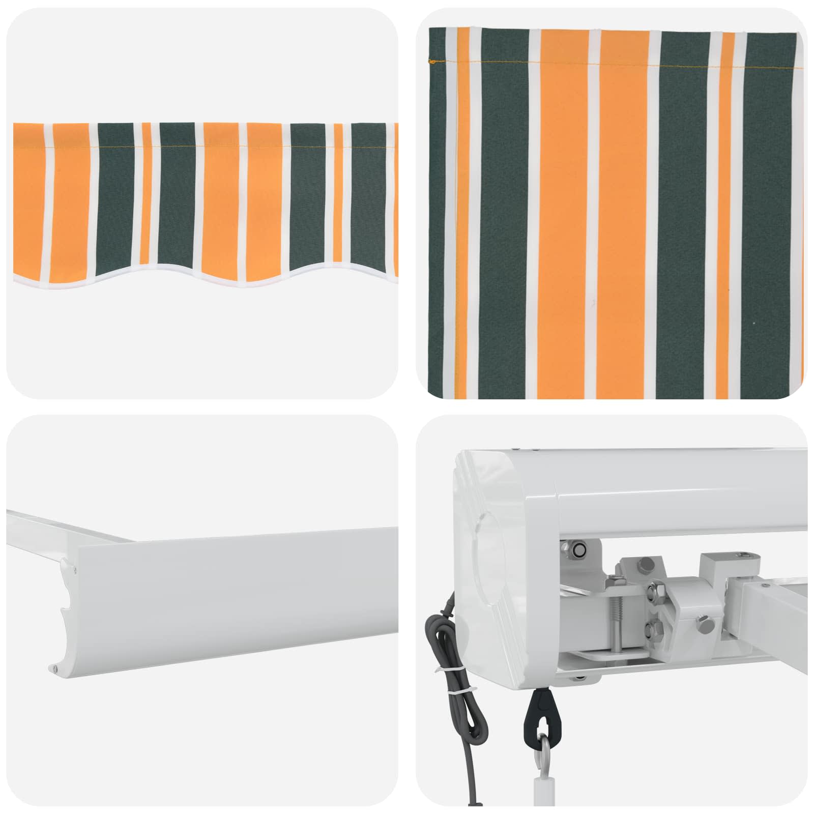 vidaXL Markiza wysuwana Zielony i Żółty 350 x 250 x 165 cm