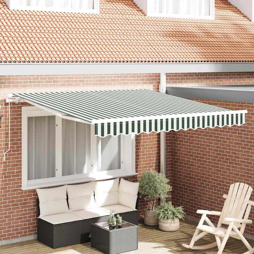 vidaXL Markiza wysuwana Zielony i Biały 350 x 250 cm