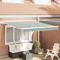 vidaXL Markiza wysuwana Zielony i Biały 350 x 250 cm