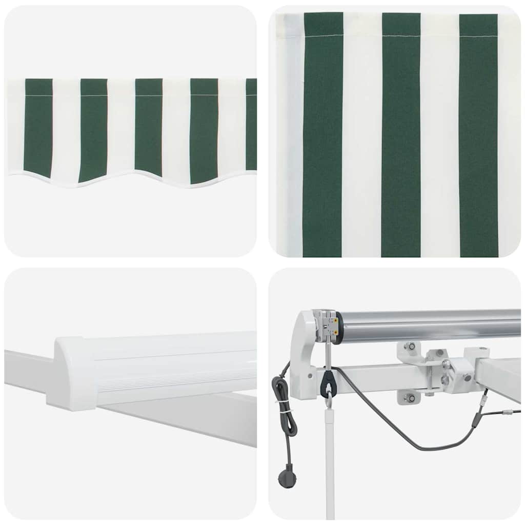 vidaXL Markiza wysuwana Zielony i Biały 350 x 250 cm Poliester