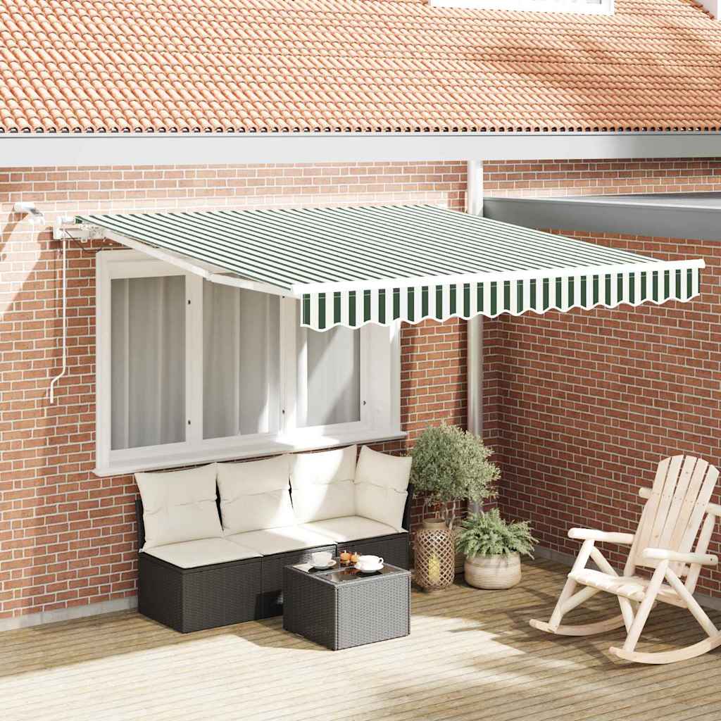 vidaXL Markiza wysuwana Zielony i Biały 350 x 250 cm Poliester