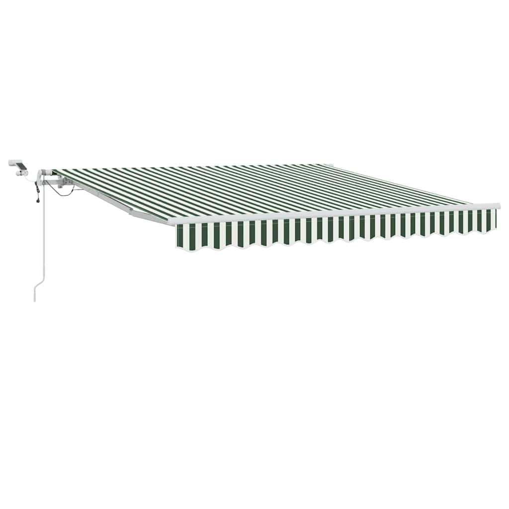 vidaXL Markiza wysuwana Zielony i Biały 350 x 250 cm Poliester