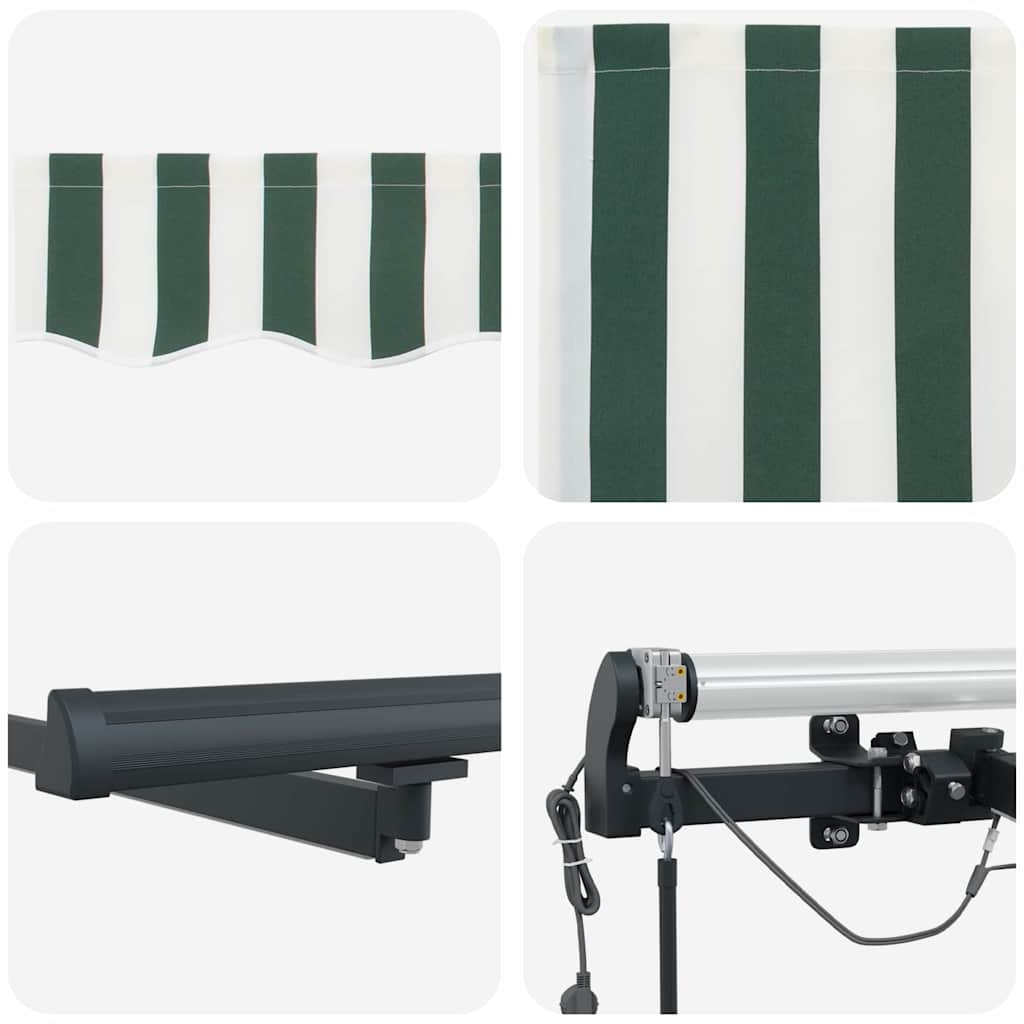 vidaXL Markiza wysuwana Zielony i Biały 350 x 250 cm Poliester