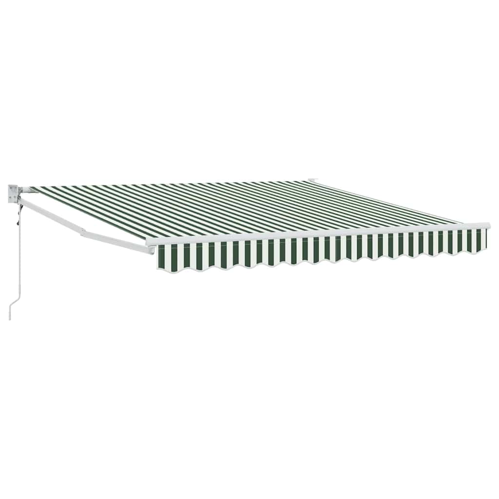vidaXL Markiza wysuwana Zielony i Biały 350 x 250 cm Poliester i Metal