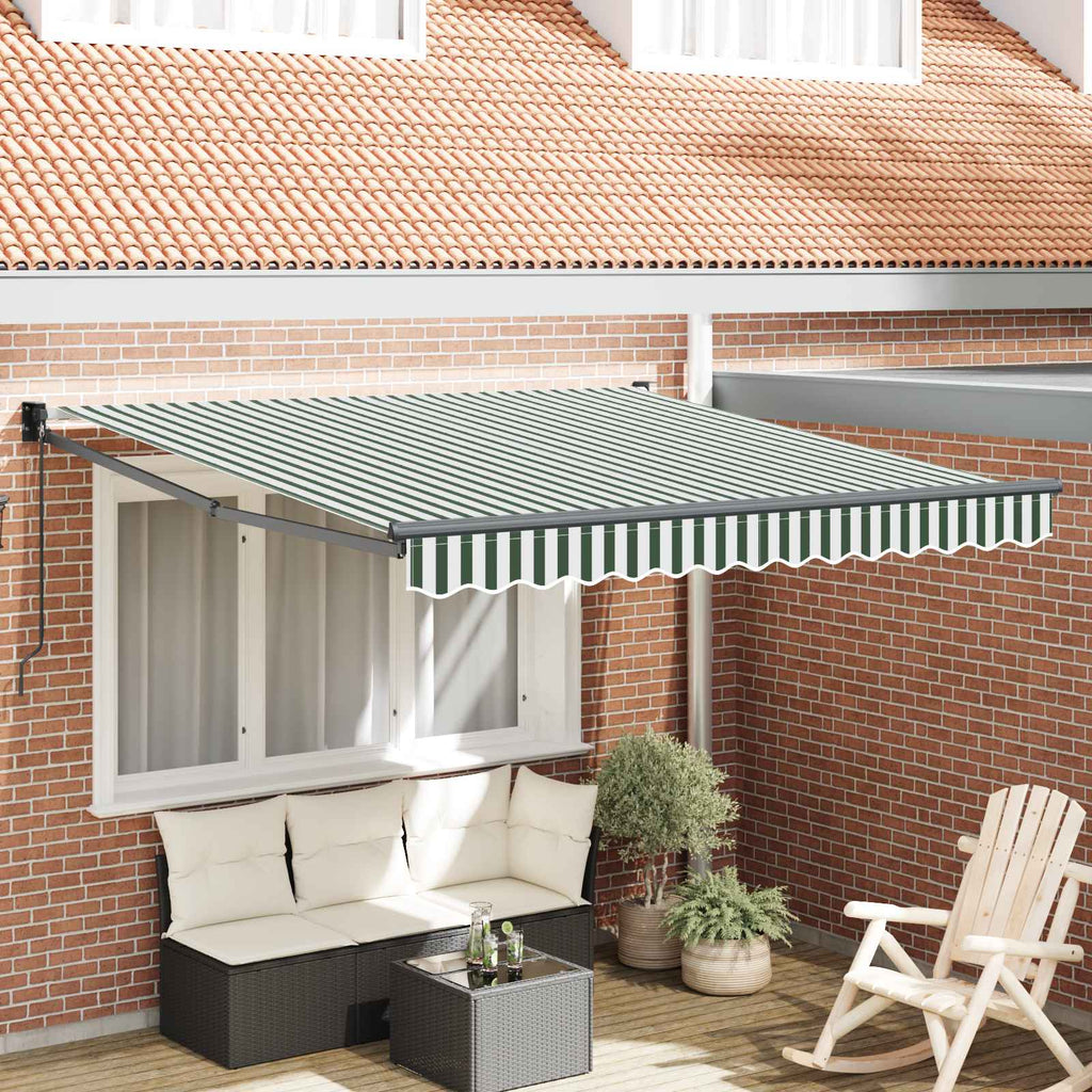 vidaXL Markiza wysuwana Zielony i Biały 350 x 250 cm