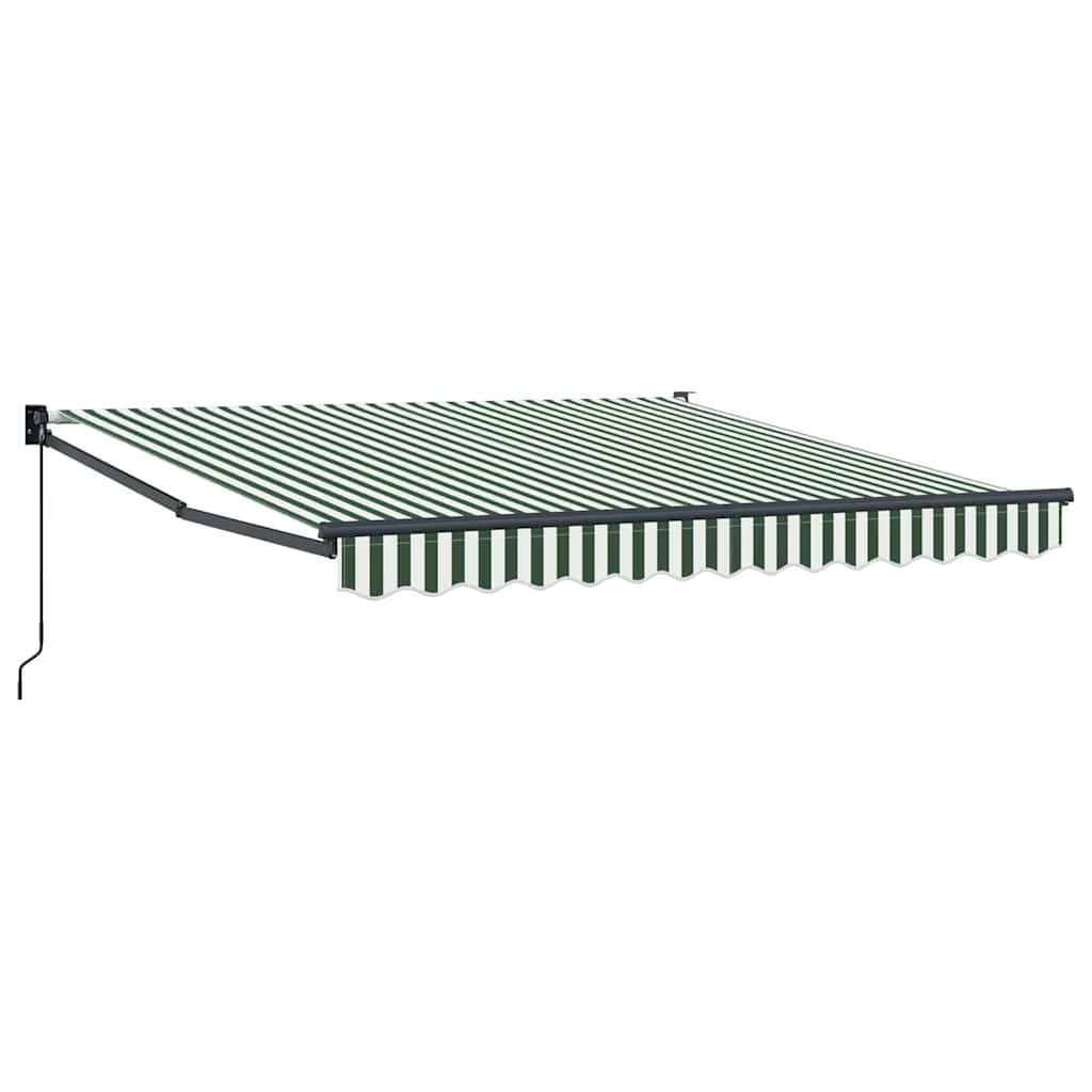vidaXL Markiza wysuwana Zielony i Biały 350 x 250 cm