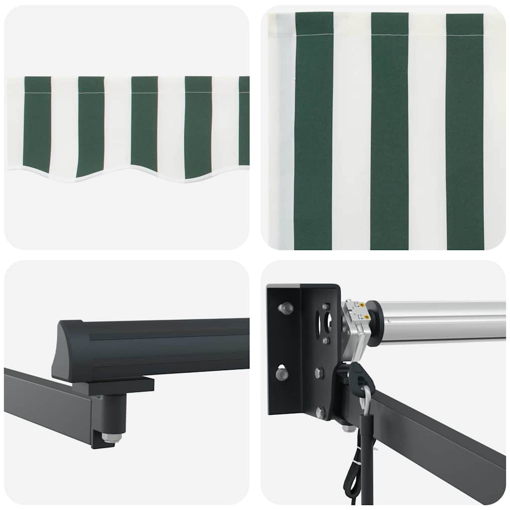 vidaXL Markiza wysuwana Zielony i Biały 350 x 250 cm Poliester i Metal