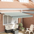 vidaXL Markiza wysuwana Zielony i Biały 350 x 250 cm Poliester i Metal