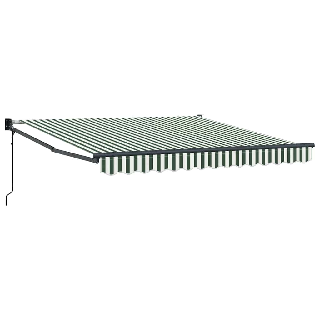 vidaXL Markiza wysuwana Zielony i Biały 350 x 250 cm Poliester i Metal