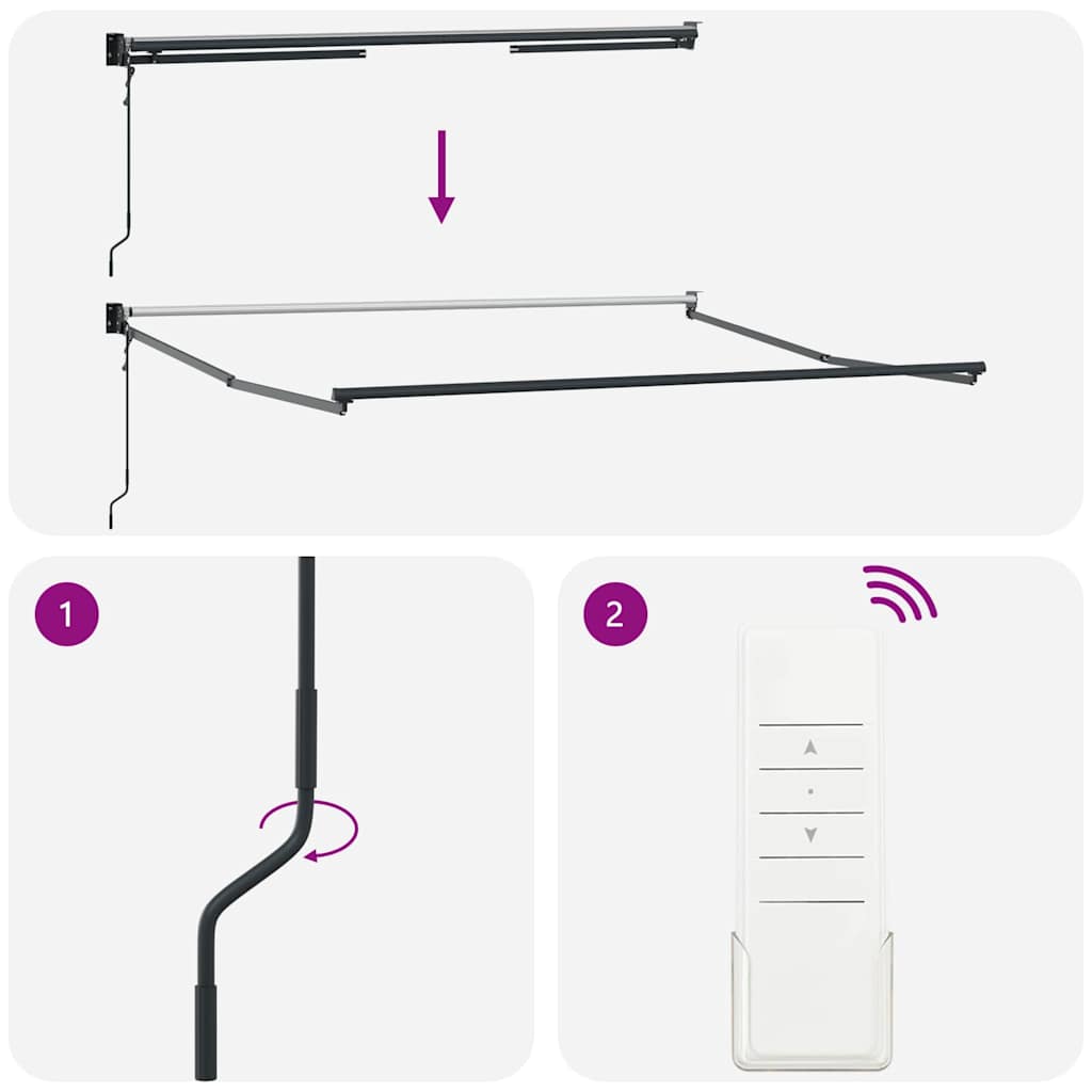 vidaXL Markiza wysuwana Zielony i Biały 350 x 250 cm Poliester i Metal