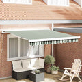 vidaXL Markiza wysuwana Zielony i Biały 350 x 250 cm
