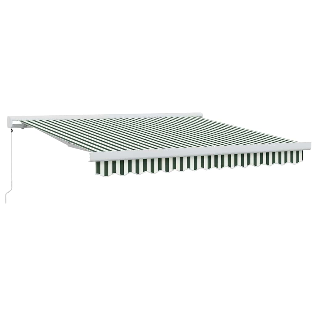 vidaXL Markiza wysuwana Zielony i Biały 350 x 250 cm