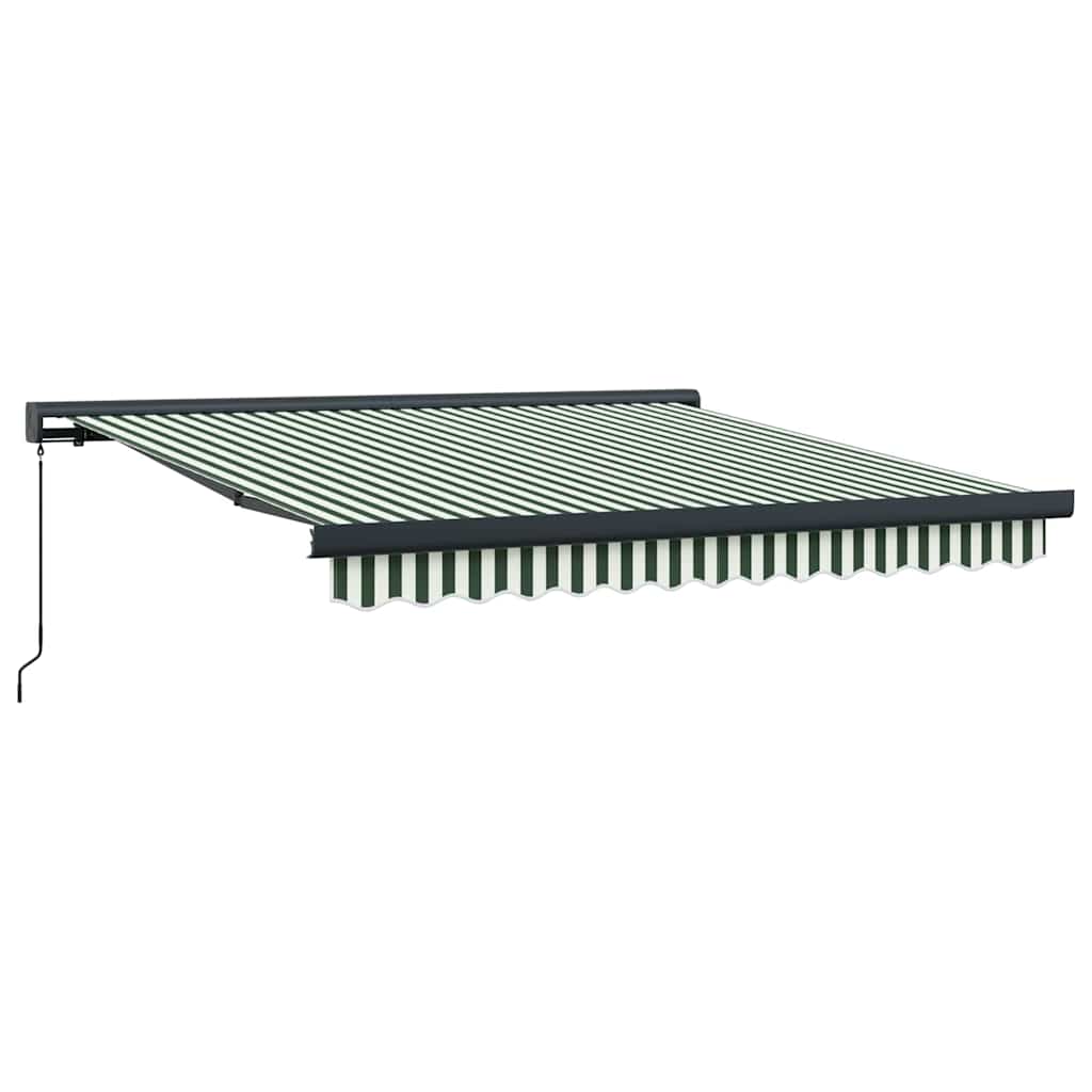vidaXL Markiza wysuwana Zielony i Biały 350 x 250 cm